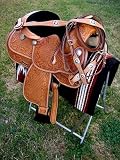 WESTERN LEATHER TRAIL SHOW PLEASURE CARVED SADDLE