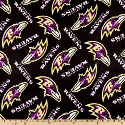 60'' Wide NFL Fleece Baltimore Ravens Toss Black/Purple Fabric By The Yard