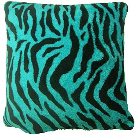 SUPERSOFT FLEECE TEAL BLACK ZEBRA SCATTER CUSHION COVER PILLOW CASE SHAM 22" - 55CM