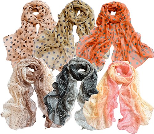 レディース スカーフ ポリエステル 春 夏 おしゃれ エレガント ドット柄 かわいい ピンク 他５色