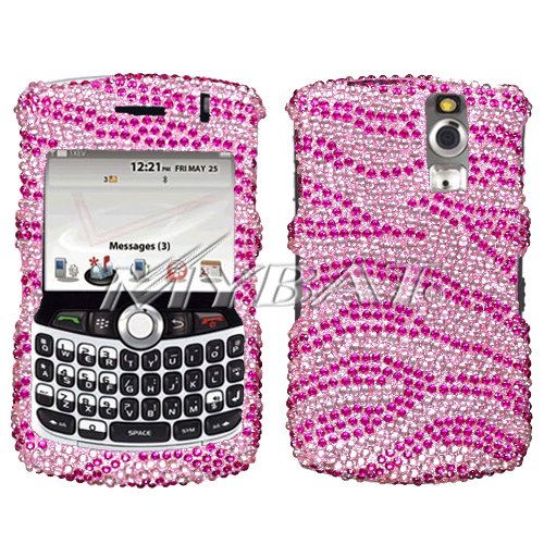 BLACKBERRY CURVE (8300/8310/8320/8330) Bling Crystal Diamond Hot Pink Zebra Design Protector Case