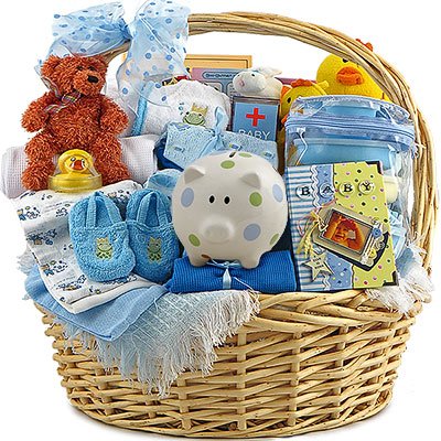 Fun & Fabulous Deluxe New Baby Boy Gift Basket - Great Shower or Christmas Holiday Gift Idea for Newborns