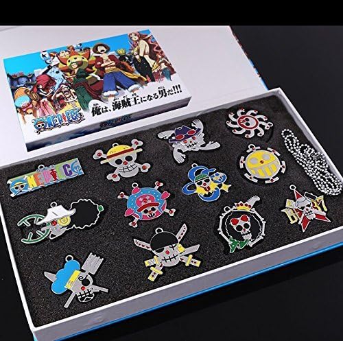 12 Pcs Anime One Piece Flag Pendant Charm in Box Great Collection
