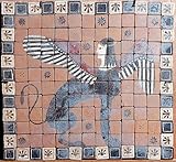Handpainted Italian Ceramic Tile Mural, Floor Panel, Table Top - Etrusco