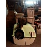 Omega Paw Self-Cleaning Litter Box, Green and Beige