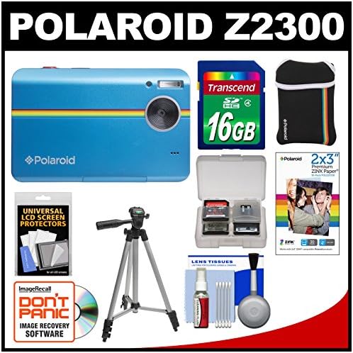 Polaroid Z2300 10MP Digital Instant Print Camera (Blue) with 16GB Card + Case + Tripod + 30 Pack Paper + Accessory Kit