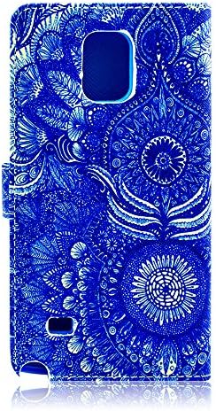 Galaxy Note 4 Case, Tradekmk(TM) Brand New Colored Drawing Design Fashion High Quality PU Leather Wallet Case Built-in Card Slots, Cash Compartment Stand Case Cover[Deep Blue Tarot Card Pattern] Compatible with Samsung Galaxy Note 4[+Stylus+Screen Protector+Cleaning Cloth]