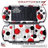 Lots of Dots Red on White WraptorSkinz Skin and Screen Protector Kit fits Sony PSP Slim (PSP 2000)