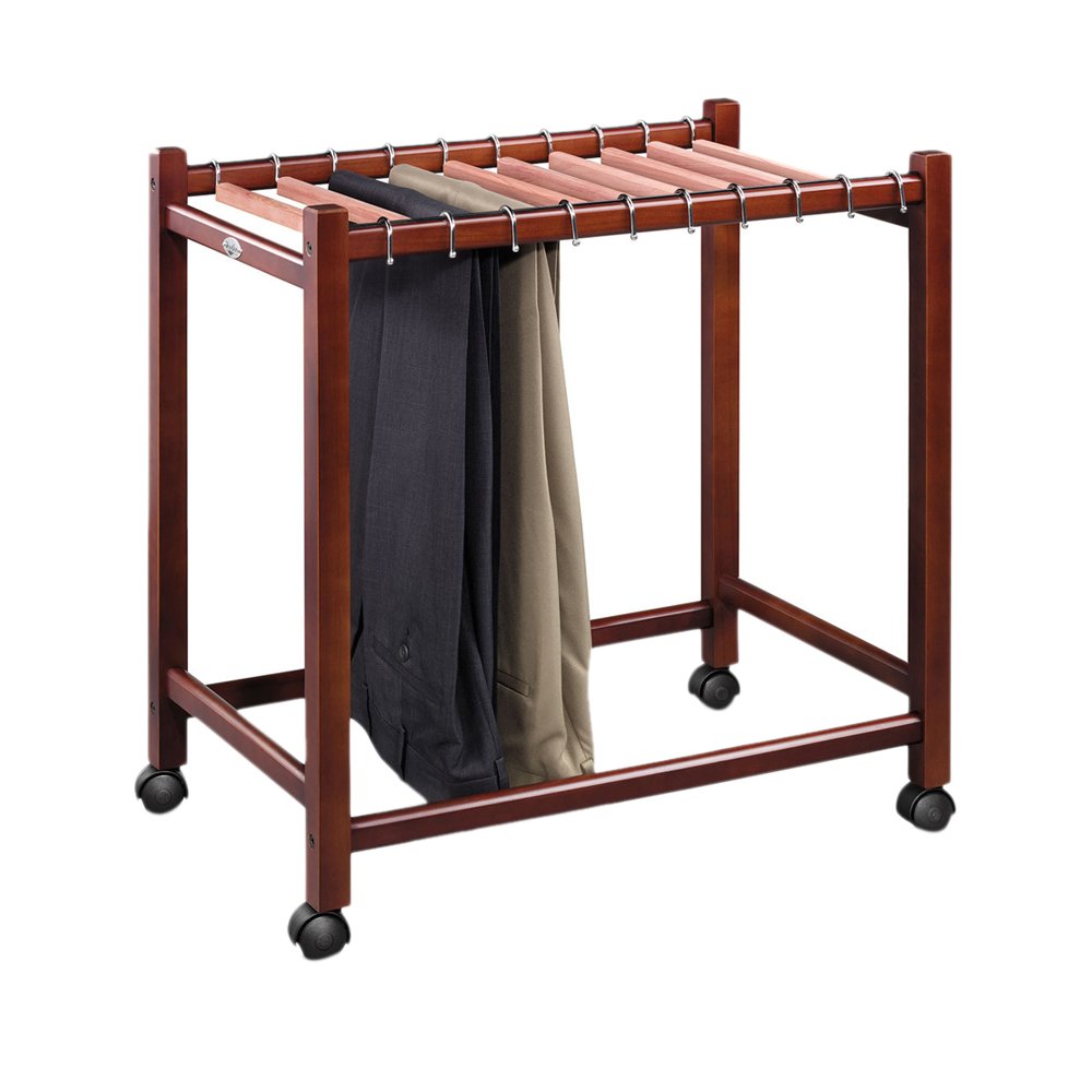 Wooden Pant Hanger Trolley 10 Arm Skirt Laundry WalkIn Closet