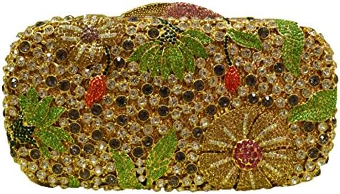 TideGG Women's Floral Rhinestone Clutch Bookbag Green One Size