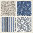 AbsorbaStone Tumbled Tile Assorted Coaster set~ Crisp Blue ~ 4 Tile Drink Coa...