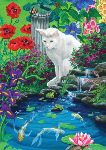 Toland Home Garden112559 Koi Pond Cat Flag 12x18 Inch Double Sided for Outdoor Flower House Yard Decoration