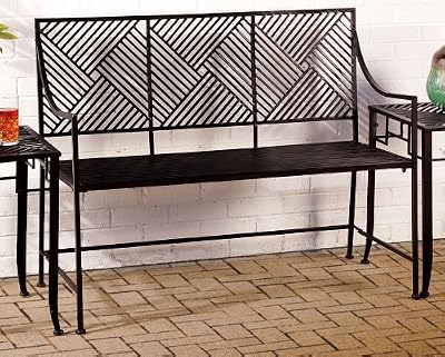 Metal Garden Bench, Black
