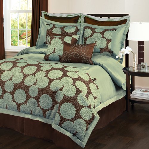 Lush Decor Sandra 8-Piece Comforter Set, Full, Blue