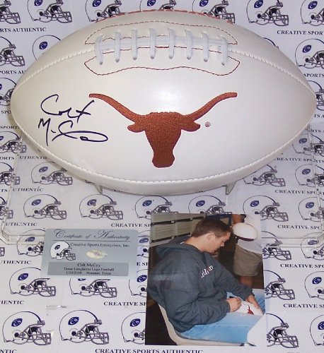 Colt McCoy Hand Signed Texas Longhorns Logo Football