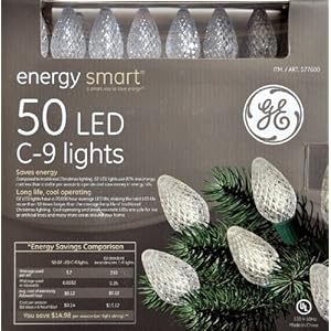 GE 50 LED C-9 Warm White Energy Saving Indoor/Outdoor Holiday Lights with Constant On C9