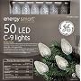 50 LED C-9 Holiday Christmas Lights (White/Clear)