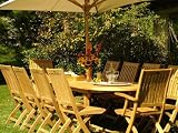 70050 11pc Montserrat Extendable Rectangular Barbuda Teak Folding Patio Set
