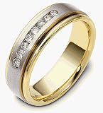 5.5mm 14 Karat Yellow Gold & Titanium 8 Diamond Wedding Band