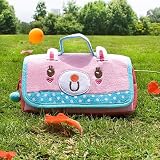 [Pink Rabbit] Embroidered Applique Pencil Pouch Bag / Cosmetic Bag / Carrying Case (7.9*4.3*1.4)