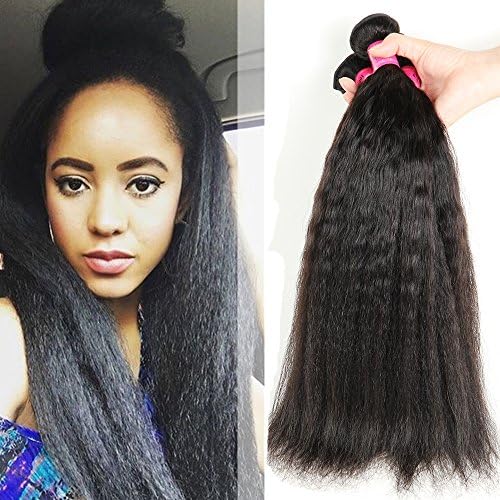 Ms Mary Hair Brazilian Afro Kinky Straight Hair 3pk Lot 100 Real Brazilian Yaki Hair Bundles Mixed Length 22inch 24inch 26inch Natural Black color,tangle free