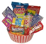 Movie Night Popcorn Treats Gift Basket Tub with Blockbuster Gift Card