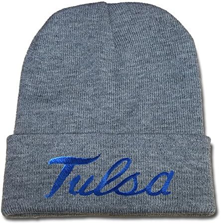 XINMEN Tulsa Golden Hurricane Logo Beanie Fashion Unisex Embroidery Beanies Skullies Knitted Hats Skull Caps Grey