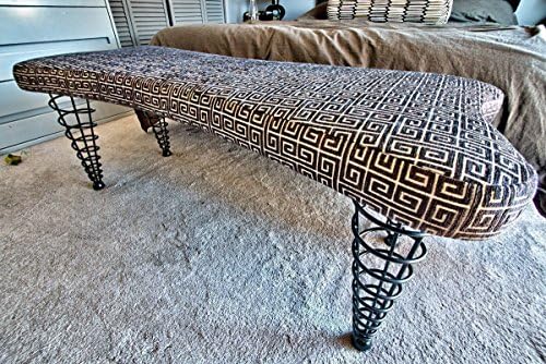 Modern Upholstered Bedroom Bench from Spiral Cone Legs