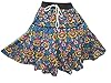 Gypsy Hippie Women Skirts Blue Yellow Cotton Printed Skirt, Boho Chic