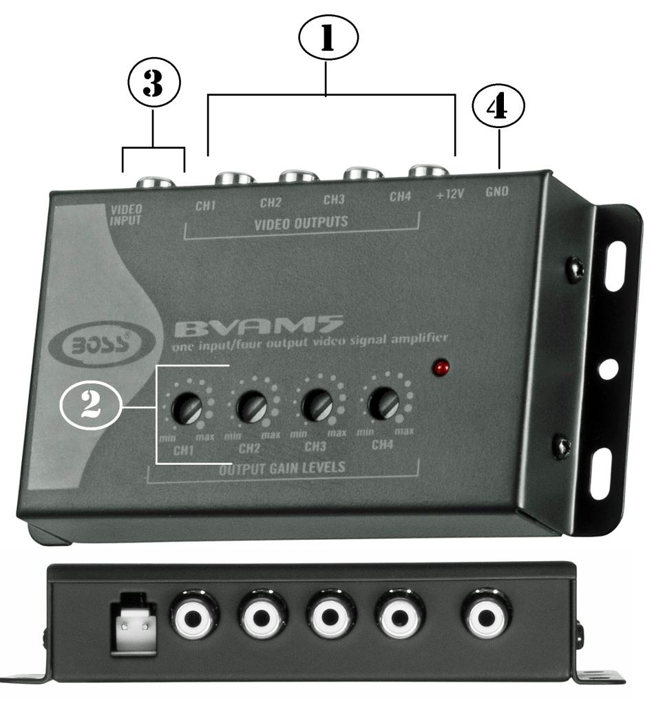 BOSS Audio BVAM5 Video Signal Amplifier 4 RCA Outputs Car
