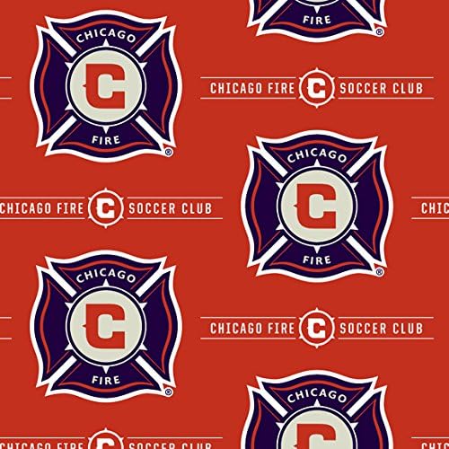 MLS Chicago Fire Soccer Club 60'' inches Fleece Fabric Sold by The Yard