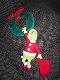  : Plush 18" Grinch Who Stole Christmas Hanging from Wreath and Holding a Stocking by Hallmark