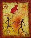 African Hunters Cave Painting Oil Painting on Canvas Hand Made Replica Finest Quality 20in X 24in