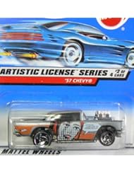 Toy: Mattel Hot Wheels 1997 Artistic License Series 1:64 Scale Die Cast Metal Car # 2 of 4 - Silver Classic Coupe 57 Chevy with Hemi Engine - Mattel