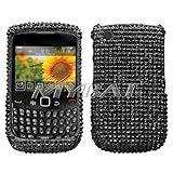 Blackberry Curve 8520/8530/9300 Black Diamante Protector Cover Full Rhinest ....