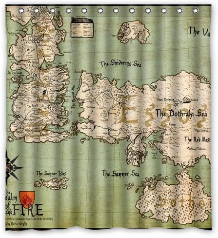 Retro Game of Thrones Map Custom Unique Waterproof Shower Curtain Bathroom Curtains 66x72 inches