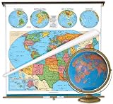 CRAM US / World Political Map Combo & Political Globe