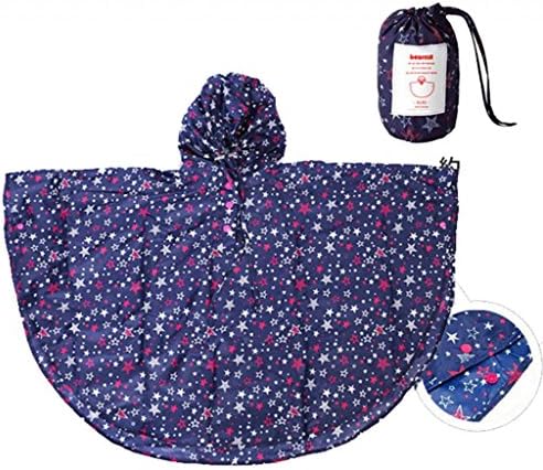 WantDo Children Waterproof Ripstop Hooded Rain Poncho(Blue,S)