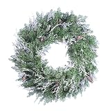 24 Frosted Cedar Artificial Christmas Twig Wreath With Pine Cones
