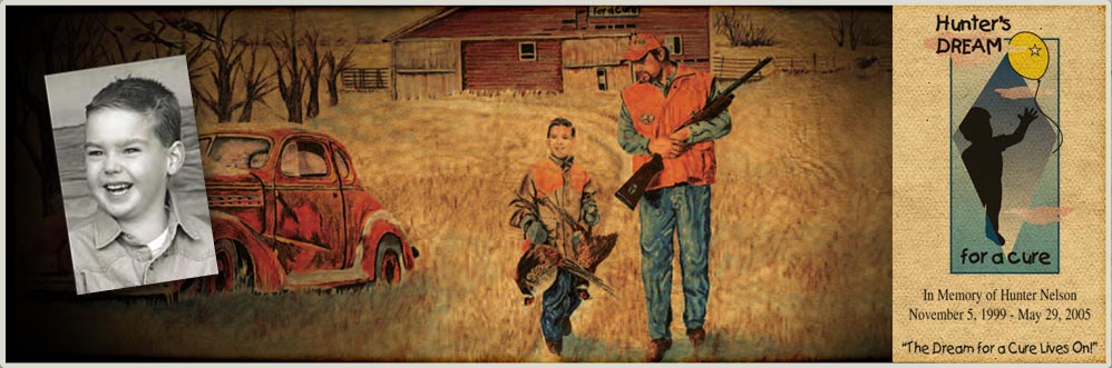 Image of Hunter with Dad and Hunter's Dream Logo