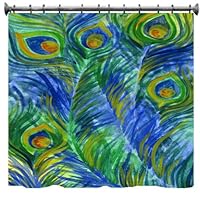 Peacock Feathers in Watercolors Shower Curtain - 69' X 70'