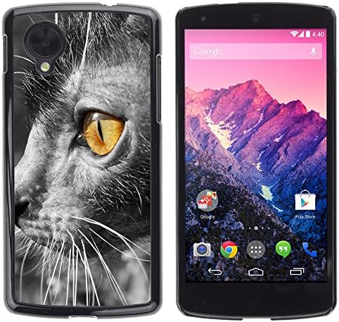 MOVEWAY Smartphone Case Back Lovely Dog Picture Image Black Edge Cover For LG Google Nexus 5 - lykoi bright yellow eye grey furry