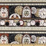 61BoUNJSaqL. SL160  44 Wide An Appointed Time Fancy Clocks Black/Natural Fabric By The Yard