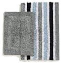 Ruia Home Cotton Reversible 2-Piece Bath Rug Set, Black/Grey