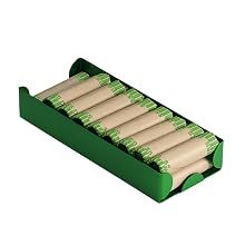 MMF Industries Rolled Coin Aluminum Tray with Denomination and Quantity Etched on Side, Green (211011002)