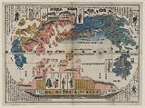 Poster of historic Japanese Art: a map of the world