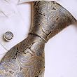 Brown Pattern Silk Ties For Men Goldenrod Paisleys Mens Gifts Formalwear Silk Necktie Cuff Set A2018
