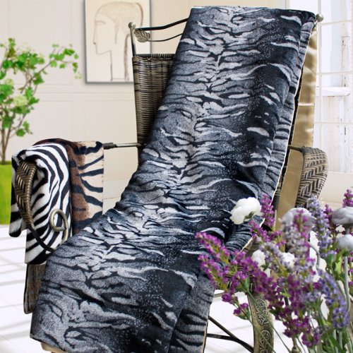 Blancho Bedding - [Tiger Gray] Micro Mink Fur Throw Blanket w/ 14.5 OZ filling (50 by 70 inches)