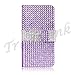 iPhone 6 Case, iPhone 6 Wallet Case, Tradekmk(TM) Brand New PU Leather Ladies' Purse Wallet Case Stand Phone Cover[Bling Rhinestone Design] Compatible with Apple iPhone 6(4.7)[+Stylus+Screen Protector+Cleaning Cloth]-(Purple)