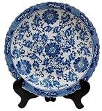 Floral Decorative Plate in Blue and White